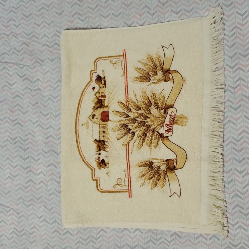 Vintage Cannon Kitchen Towel Wheat Barn Farm Tan Made in USA